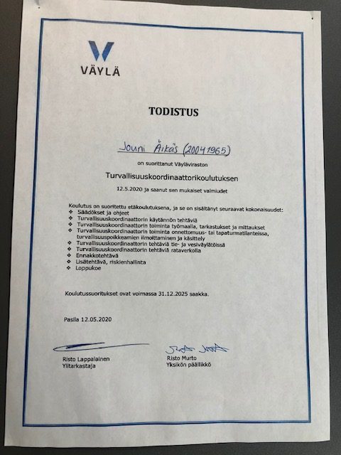 Turvallisuuskoordinaattorikoulutus